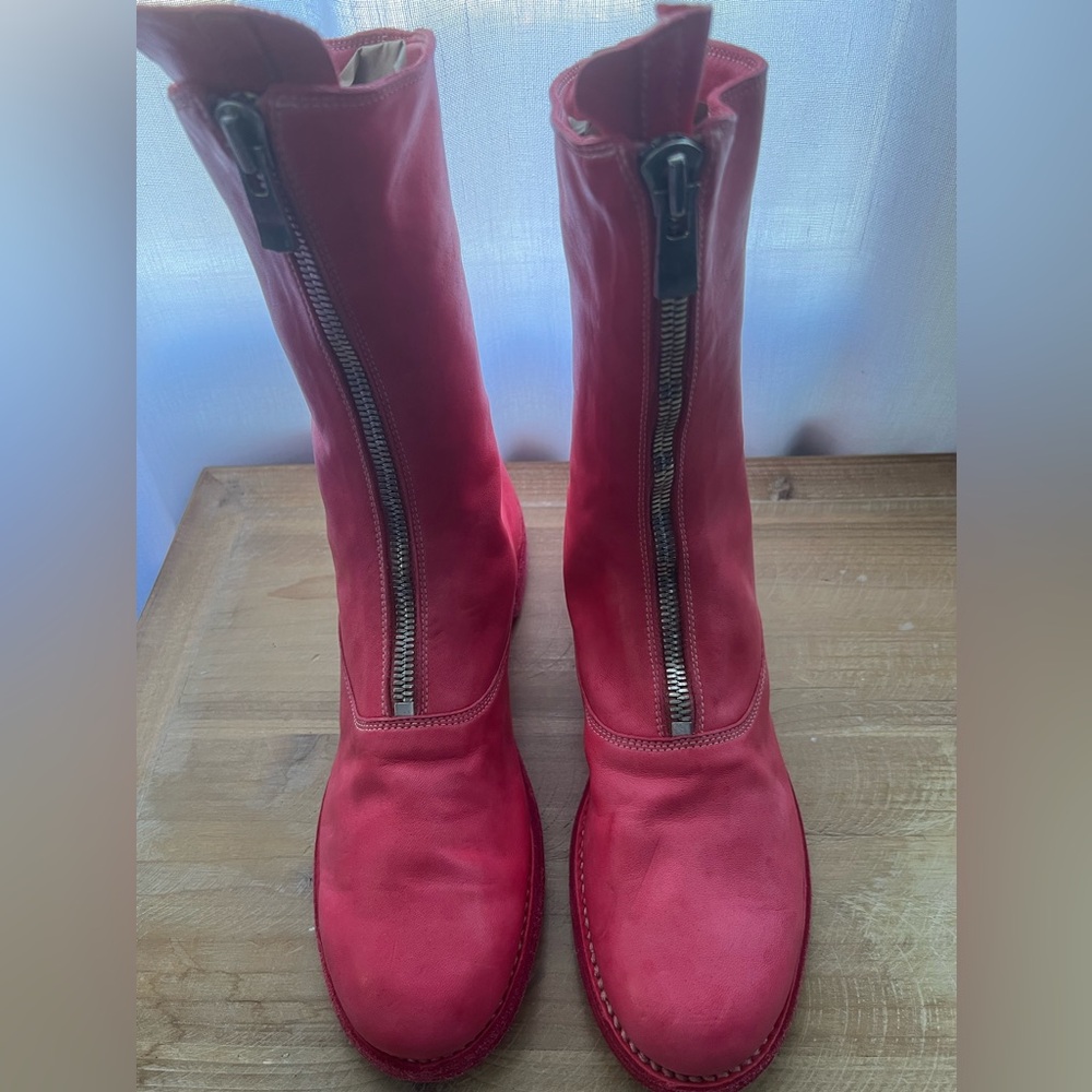 Guidi 310 Pink Soft Horse Full Grain Front Zip Calf-Length Army Boots New - Picture 3 of 9
